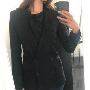 Smythe Black Felt Wool Double Breasted Jacket Blazer - XS